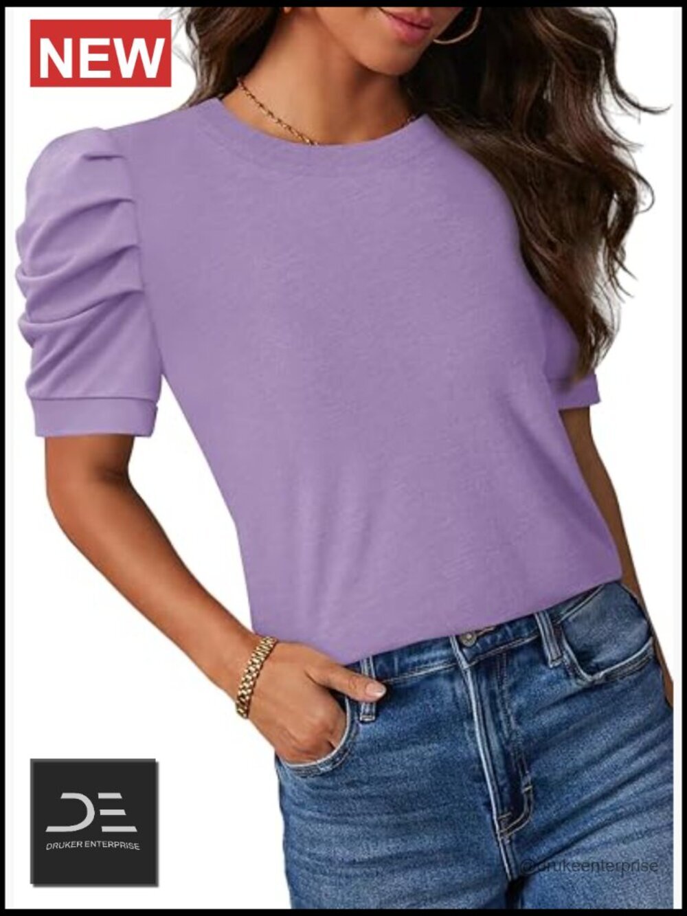 Puff Short Sleeve Tee Crew Neck Spring Summer 2026 Trendy Casual Tunic Blouse